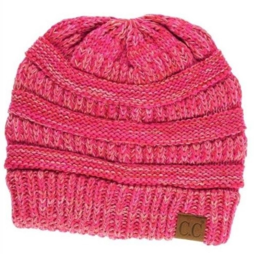 DONATED!!  Hot Pink C.C Beanie 4 tone knit - Picture 2 of 2
